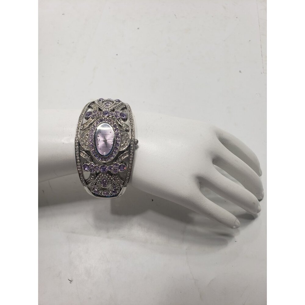 Elgin II Women’s Silver-Tone Rhinestone Crystal Accent Bangle Bracelet Watch